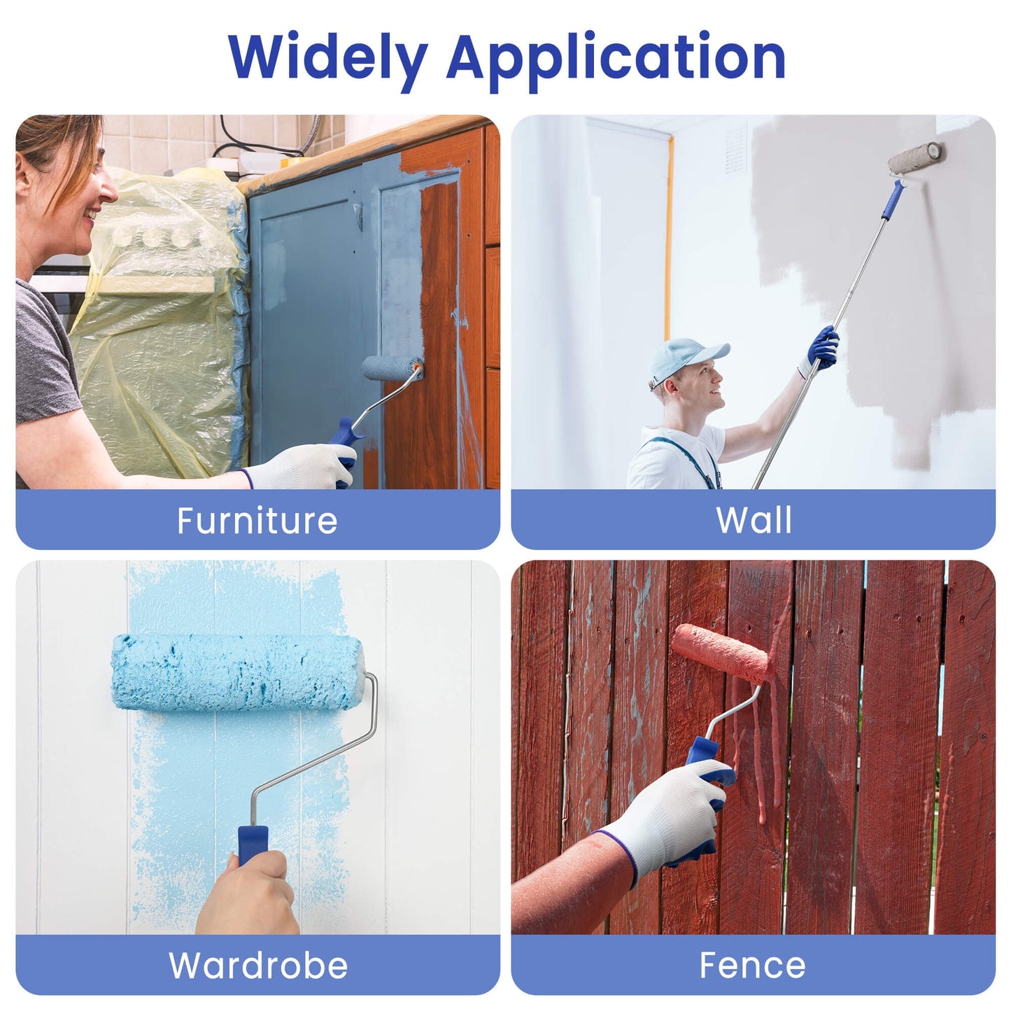 Tidymend Paint Roller Kit, 28 Pcs Paint Rollers with Extension Pole, Roller Paint Brush for Painting Walls